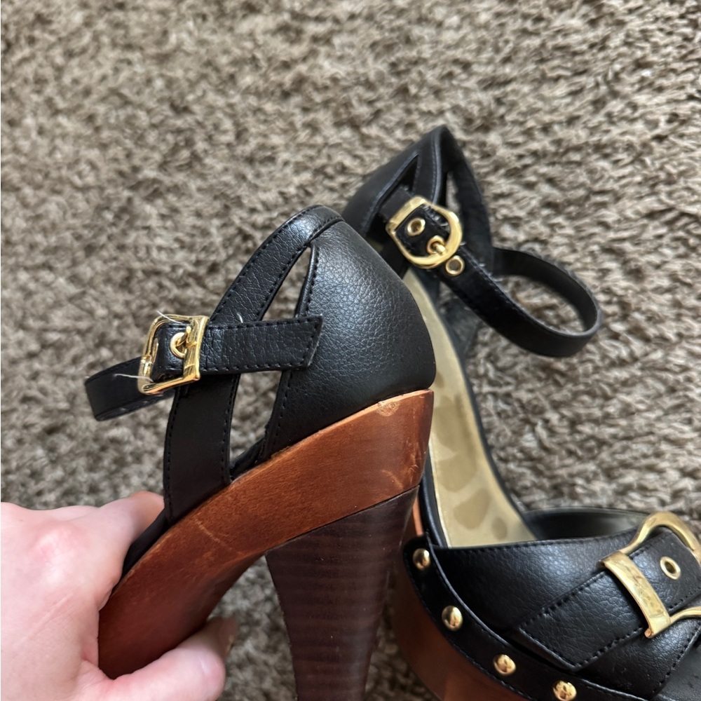 Bakers Black Heels with Gold Buckles - Picture 4 of 4